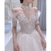Starry sky French light main wedding dress 2021 new temperament bride luxury heavy industry court princess trailing small summer