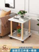 Side several movable sofa corners a few double layers small tea table wood shelve small size home living room multifunction