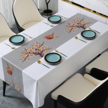 Table cloth tea table cushion waterproof and anti-burn high level feel light and luxurious wind rectangular writing desk anti-slip cloth