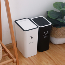 Garbage bin with lid Home toilet Toilet toilet Bedroom Living room Push-type square simple fashion creative