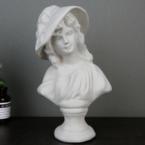 Left drawing material tea flower female plaster statue figure avatar fine art sketching teaching aid model room decoration sculpture small pendulum piece European style minimalist statue portrait