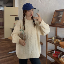 2021 Autumn New Korean loose Joker lazy style thin solid color round neck long sleeve pullover sweater