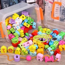 Infants and children string rope wearing toys beading force early education building blocks girls Brain 2 puzzle 1 a 3 year old male baby 4