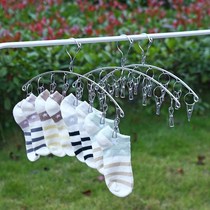 Windproof thick sock rack Stainless steel multi-function clip hanger Simple drying rack Student dormitory childrens sock rack