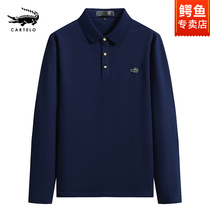 Cartier crocodile polo shirt mens long sleeve knitted shirt Tide brand high-end lead T-shirt dad on clothes mens clothing