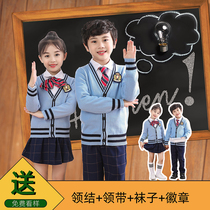 Childrens school uniform set kindergarten uniform primary and secondary school students class jacket sweater jacket cardigan spring and autumn winter three-piece set