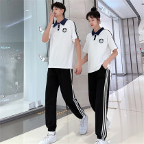 School uniform suit Korean version of high school sports short sleeve T-shirt summer graduation class uniform junior high school students college style