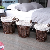 Household rattan woven dirty clothes basket dirty clothes basket toy debris storage basket clothes woven dirty clothes basket with cover