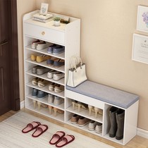 Nordic shoe rack with shoe changing stool simple multi-layer home door large capacity shoe shelf simple modern storage shoe cabinet