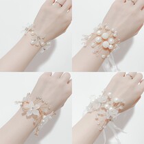 Bridesmaid wrist flower bride arm jewelry female sister group hand flower childrens wedding dress Super fairy Pearl