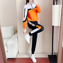 Sportswear suit women spring and autumn 2021 new leisure Korean version of loose fashion running sweater two-piece tide