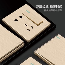 Wall switch socket panel porous 86 type concealed one open 5 five five holes household dual control switch 16a air conditioner seven holes