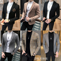 Autumn and winter Net red hair suit mens trend Korean version of the handsome suit jacket woolen coat coat short slim tide