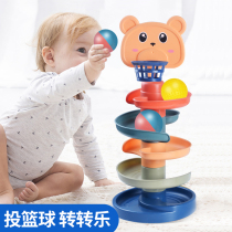 Infant child turning to leash track slip-ball tower laminated Lego Early lessons Intelligent Fun Multifunctional Baby 1-2 Toys