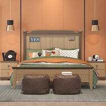 ABC Edison Solid Wood Bed Sheet Health Body Bed Classic Log Bed Children's Bed Youth 1 5M Single Bed