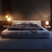 Italian minimalist bed Nordic landing main bedroom with tatami bed soft bag cloth art double bed modern minimalist Dwarf Bed Wedding Bed