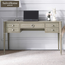 Luxury family American light luxury bedroom Study full solid wood desk small apartment simple home computer desk