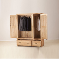 Dongbai Baijia simple bedroom small apartment sliding door wardrobe modern style household wood color assembly three-door large wardrobe