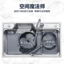 Wrigley Bathroom Kitchen large diameter sink 304 stainless steel sink single tank household table upper and lower basin set