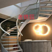 Old blacksmith stair handrail Attic stair guardrail Rotating wrought iron stairs Household duplex wrought iron stairs