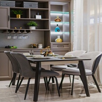 Hand Brothers minimalist light luxury style dining table and chair rock board table top with solid wood leg design ZY-CZY-01