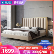 Zhuncheng national bed modern simple light luxury small apartment 1 8 m double wedding bed European style soft bag leather bed