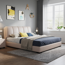 About a thousand years of dream Nordic leather bed modern simple 18 meters double bed solid wood wedding bed storage bedroom leather bed