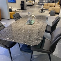 RG Italian minimalist light and luxurious natural marble dining table and chairs combination minimalist modern