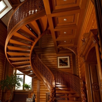 Sijia wood solid wood staircase Villa leaping layer staggered apartment staircase environmental protection material can be customized Beichen shopping mall