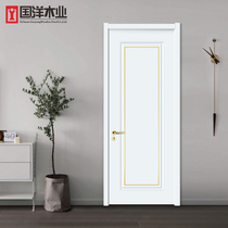 Carron Beauty Home Solid Wood Baking Lacquered Doors Full Solid Wood Light Lavish Metal Bar Wooden Door Indoor Wood Door Custom