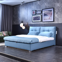 Emperor Biao cloth bed high box storage bed simple modern household bedroom solid wood bed Nordic double bed BN121