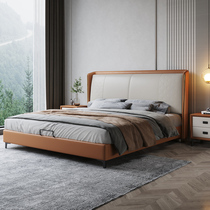 Kangmurin real leather bed Nordic wedding bed 18 meters modern simple small apartment 1 5 double bed luxury master bedroom big bed