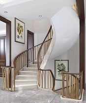 Stair handrail solid wood stair attic stair duplex staircase indoor stair minimalist metal handrail can be customized