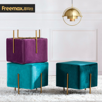Fimas American light luxury single chair foot living room Metal stainless steel bracket Fabric sitting squat entrance for shoe stool