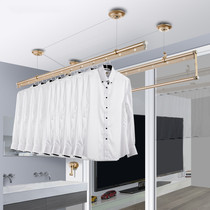 Cabei black lifting clothes rack Indoor balcony hand-cranked double rod type clothes rack Three-rod folding drying rack