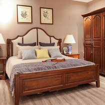 North Carlo bed 801-C180 American style home bedroom double soft bag solid wood backrest bed frame walnut color