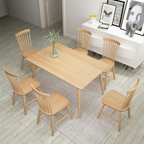 Nordic modern minimalist dining table and chairs combined solid wood table legs minimalist furniture suit DJW6003 table 4 chairs for home