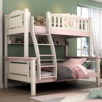 ABC pink bunk bed solid wood bed for teenagers to climb ladder step bed princess bed 1 35M * 2M bed