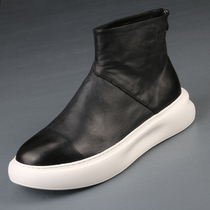 Leather boots Chauding men shoes genuine leather thick bottom heightening high help Korean version Trend 100 hitch a Chelsea short boot casual board shoes