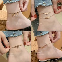 Titanium steel anklet Korean fashion simple fish bone love foot chain summer new net red temperament design sense foot decoration female