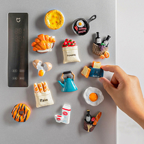Nordic ins food refrigerator stickers food bread three-dimensional personality 3D eggs creative coffee decoration magnetic stickers