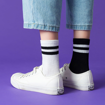 Socks female stockings spring and autumn ins tide high waist College wind two bars Joker stripes students autumn and winter sports stockings
