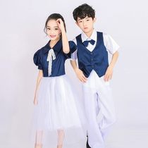 61 Childrens choir body plays out to primary and middle school childrens male and female poetry song recitation of piano speech competition gown