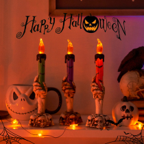Halloween decorations kindergarten scene layout atmosphere dress up props glowing skull candle lighting small ornaments