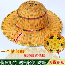 Bamboo helmet size along the duck tongue breathable sunshade construction site construction summer bamboo garden performance rattan hat