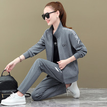Sports set womens 2021 Spring and Autumn new casual womens loose sweater jacket three-piece ANTA
