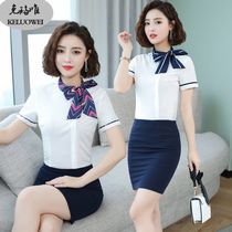 Hotel Front Desk Working Dress Lady Summer KTV Cashier Silver Catering Attendant Short Sleeve Foot Bath Beautician Air Hostelder Uniform