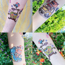 Tattoo stickers waterproof female spongebob cartoon ins wind girl cute flower arm sticker sticker art color