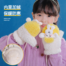 Children's cartoon gloves autumn and winter kindergarten boys and girls baby boys and girls warm lamb Sean plush