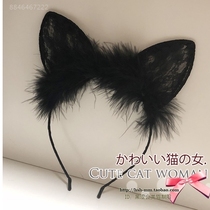 Black Meimei Lace Hair Hoop Cat Woman Ears Rabbit Ears Cat Hair Card AJ611